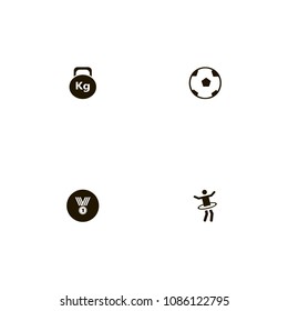 Sport icons set. athlete, gym, medal and kg