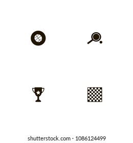 Sport icons set. board, chess, basketball and racket