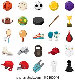 Sport icons set in cartoon style. Sport isolated vector illustration