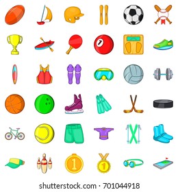 Sport icons set. Cartoon style of 36 sport vector icons for web isolated on white background