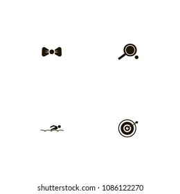 Sport icons set. darts, swimmer, man bow and target