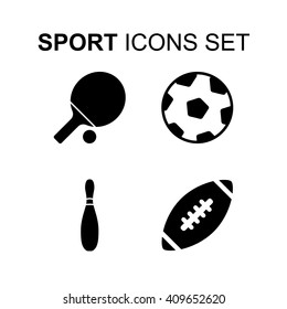 Sport icons set. Different sport games silhouette symbols. Vector illustration
