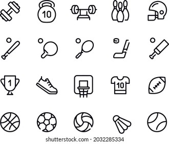 Sport Icons Set Editable Stroke Vektordesign 