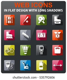 Sport icons set in flat design with long shadow