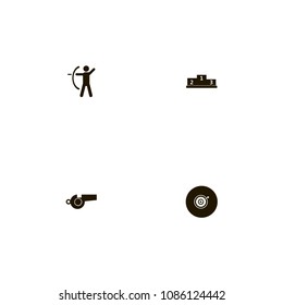 Sport icons set. gold, archery, whistle and podium