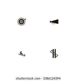 Sport icons set. horn, speak, goal and darts