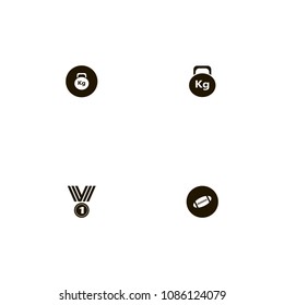 Sport icons set. kg, winner, medal and ball