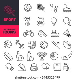 Sport icons set. Linear style. Sport icon.