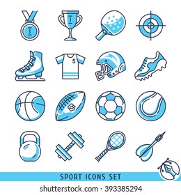 Sport icons set lines vector illustration