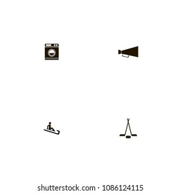 Sport icons set. mouthpiece, speak, sledge and machine