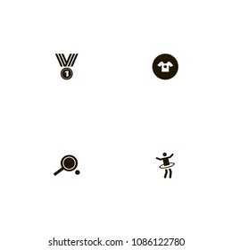 Sport icons set. racket, gold, ball and bat