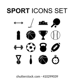 Sport icons set. Silhouette vector illustration