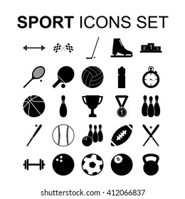 Sport icons set. Silhouette vector illustration