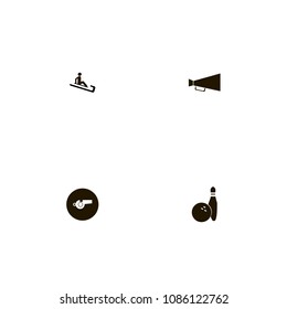 Sport icons set. sled, mouthpiece, horn and speak