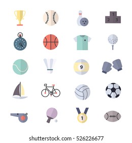 Sport Icons Set Of Vector Illustration Style Colorful Flat