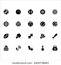 Sport Icons with solid style, perfect for user interface projects