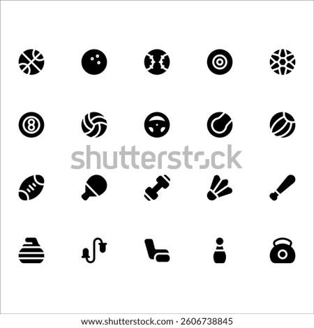 Sport Icons with solid style, perfect for user interface projects