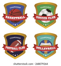 Sport icons with text and elements on a white background. Vector illustration