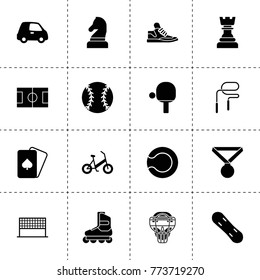 Sport icons. vector collection filled sport icons. includes symbols such as playing cards, car, medal, tennis table, tennis ball, baseball. use for web, mobile and ui design.