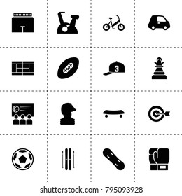 Sport icons. vector collection filled sport icons. includes symbols such as chess, football, shorts, target, car, boxing glove. use for web, mobile and ui design.