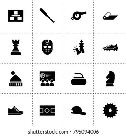 Sport icons. vector collection filled sport icons. includes symbols such as planning, checkmate, chain gear, horse chess, stone for curling. use for web, mobile and ui design.