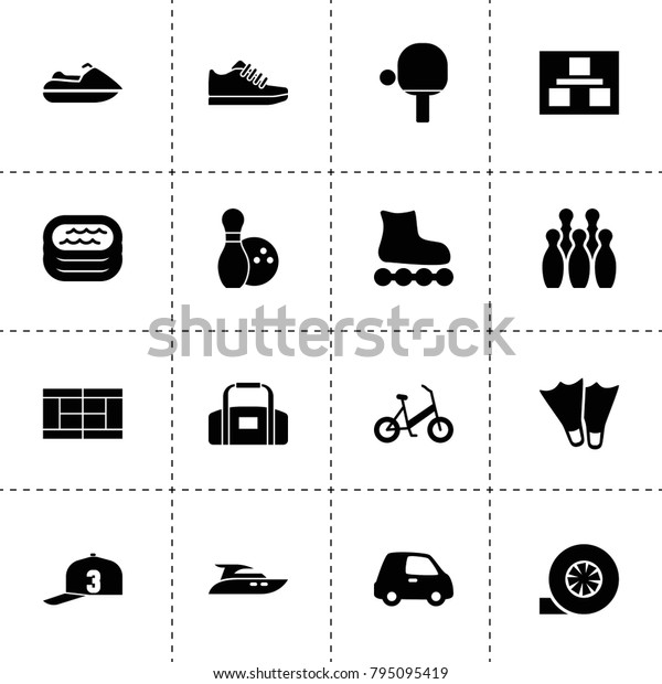 Sport icons. vector\
collection filled sport icons. includes symbols such as planning,\
turbo, bowling, car, tennis table, baseball cap. use for web,\
mobile and ui design.