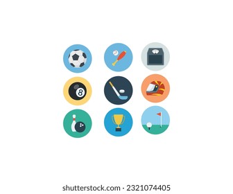 Sport icons. Vector illustration. Summer sports icons set, vector pictograms for web, print and other projects. Set of sport icons in flat design with long shadows eps10