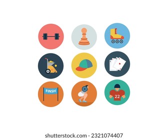 Sport icons. Vector illustration. Summer sports icons set, vector pictograms for web, print and other projects. Set of sport icons in flat design with long shadows eps10