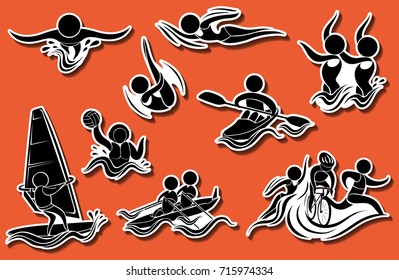 Sport icons for water sports illustration
