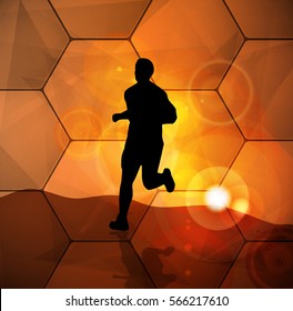 Sport illustration with runner people, vector
