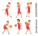 Sport illustrations. Characters set of basketball team