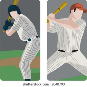 Sport illustrations series. A set of 2 baseball batters.