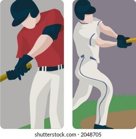 Sport illustrations series. A set of 2 baseball batters.