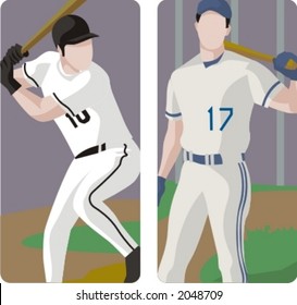 Sport illustrations series. A set of 2 baseball batters.