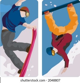 Sport illustrations series. A set of 2 winter sport illustrations.