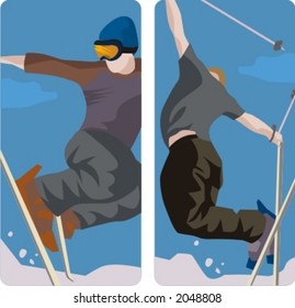 Sport illustrations series. A set of 2 winter sport illustrations.