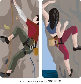 Sport illustrations series. A set of 2 climber illustrations.