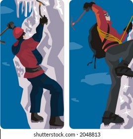 Sport illustrations series. A set of 2 climber illustrations.