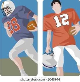 Sport illustrations series. A set of 2 american football illustrations.