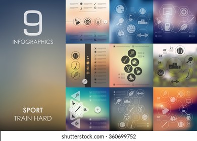 sport infographic with unfocused background