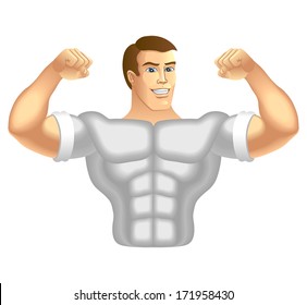 Sport instructor. Muscular man. Vector illustration.