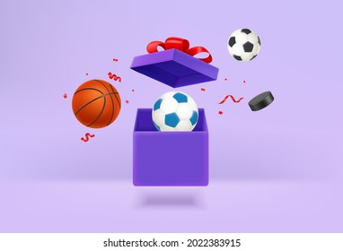Sport inventory flying from opened box