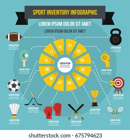 Sport inventory infographic banner concept. Flat illustration of sport inventory infographic vector poster concept for web