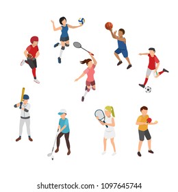 Sport Isometric, Outfield Sport, Indoor Sport, Ball Game Sport, Flat 3D Vector Illustration