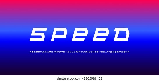 Sport italic font, motion alphabet, trendy Latin letters from A to Z and Arab numbers from 0 to 9 for you design brand name or logo, vector illustration 10EPS