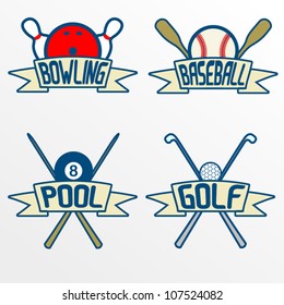 Sport item banners, Part 2. Bowling, baseball, pool, golf