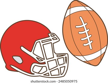 Sport items activity elements illustration.
Doodle sport competition of american football