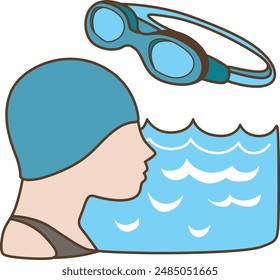 Sport items activity elements illustration.
Doodle sport competition of swimming