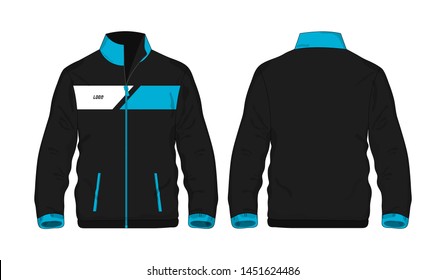 Sport Jacket Blau und schwarze Vorlage für Design auf weißem Hintergrund. Vektorillustration, Abbildung eps10.