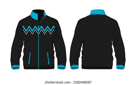 Chaqueta Deportiva Azul y plantilla negra para diseño en fondo blanco. Ilustración vectorial eps 10.